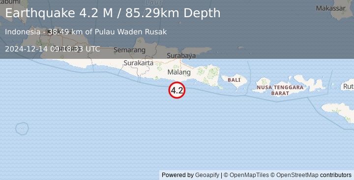 Earthquake Java, Indonesia (4.2 M) (2024-12-14 09:18:33 UTC)