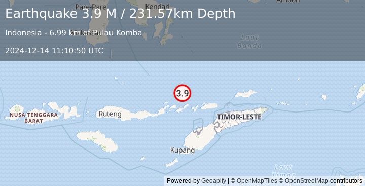 Earthquake Banda Sea (3.9 M) (2024-12-14 11:10:50 UTC)