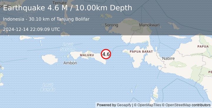 Earthquake Seram, Indonesia (4.6 M) (2024-12-14 22:09:09 UTC)