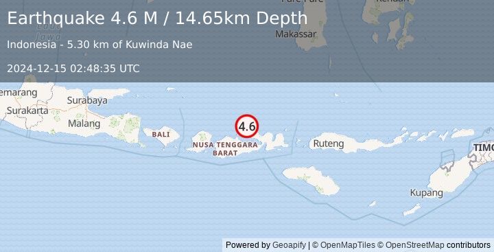 Earthquake Sumbawa Region, Indonesia (4.6 M) (2024-12-15 02:48:35 UTC)