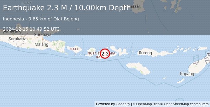 Earthquake Sumbawa Region, Indonesia (2.6 M) (2024-12-15 10:50:37 UTC)