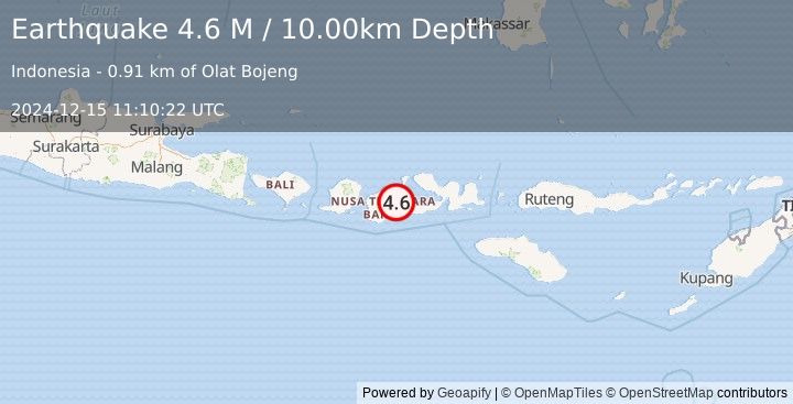 Earthquake Sumbawa Region, Indonesia (4.6 M) (2024-12-15 11:10:22 UTC)