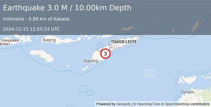 Earthquake Timor Region (3.0 M) (2024-12-15 12:55:24 UTC)