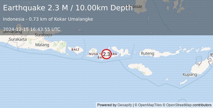 Earthquake Sumbawa Region, Indonesia (2.3 M) (2024-12-15 16:43:55 UTC)