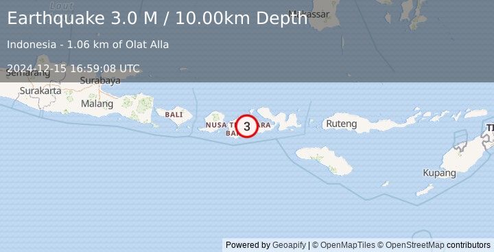 Earthquake Sumbawa Region, Indonesia (3.0 M) (2024-12-15 16:59:08 UTC)