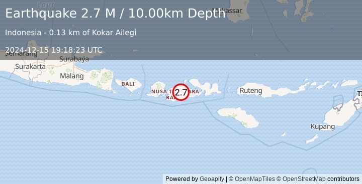 Earthquake Sumbawa Region, Indonesia (2.7 M) (2024-12-15 19:18:23 UTC)