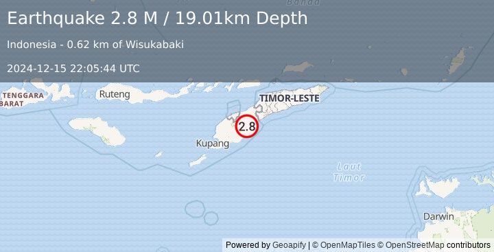 Earthquake Timor Region (2.8 M) (2024-12-15 22:05:44 UTC)