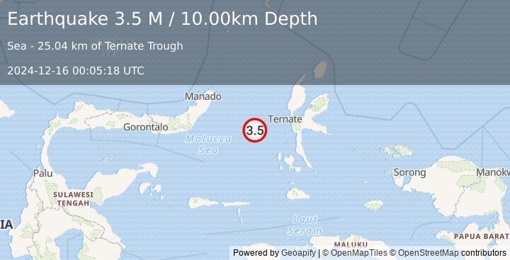 Earthquake Northern Molucca Sea (3.5 M) (2024-12-16 00:05:18 UTC)