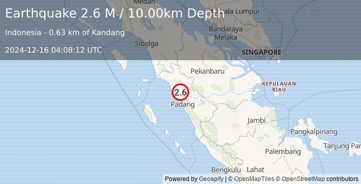 Earthquake Southern Sumatra, Indonesia (2.5 M) (2024-12-16 04:08:11 UTC)