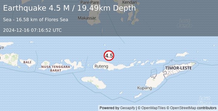 Earthquake Flores Sea (4.5 M) (2024-12-16 07:16:52 UTC)