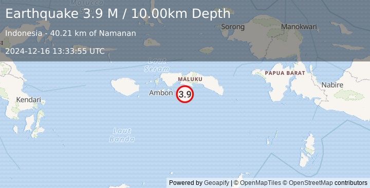 Earthquake Seram, Indonesia (3.9 M) (2024-12-16 13:33:55 UTC)