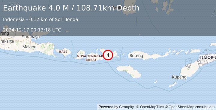 Earthquake Sumbawa Region, Indonesia (4.1 M) (2024-12-17 00:13:19 UTC)