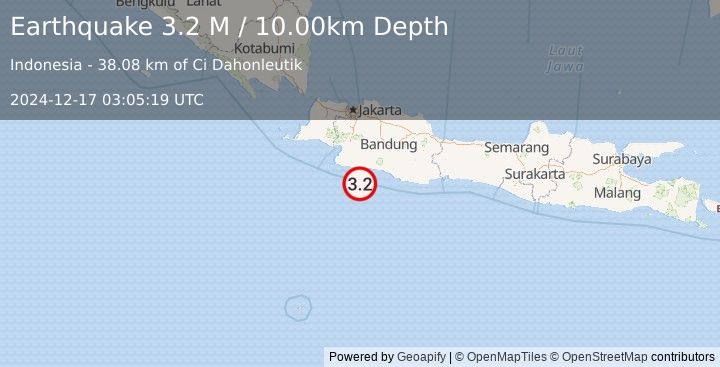 Earthquake Java, Indonesia (3.2 M) (2024-12-17 03:05:19 UTC)