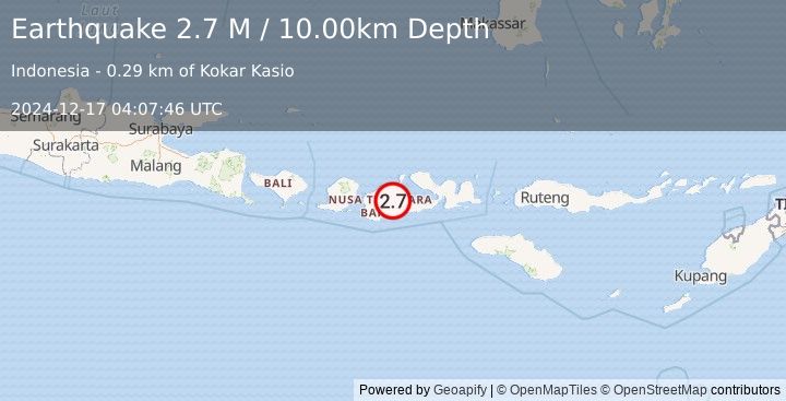 Earthquake Sumbawa Region, Indonesia (2.7 M) (2024-12-17 04:07:46 UTC)