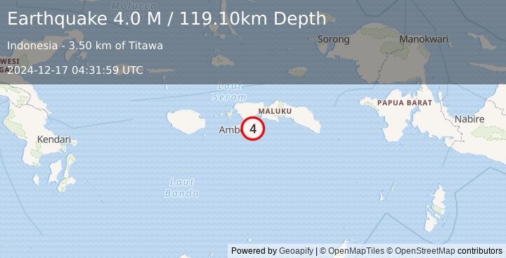 Earthquake Seram, Indonesia (4.0 M) (2024-12-17 04:31:59 UTC)