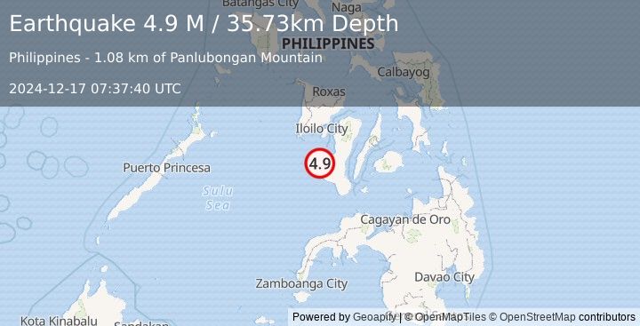 Earthquake Negros, Philippines (4.9 M) (2024-12-17 07:37:40 UTC)