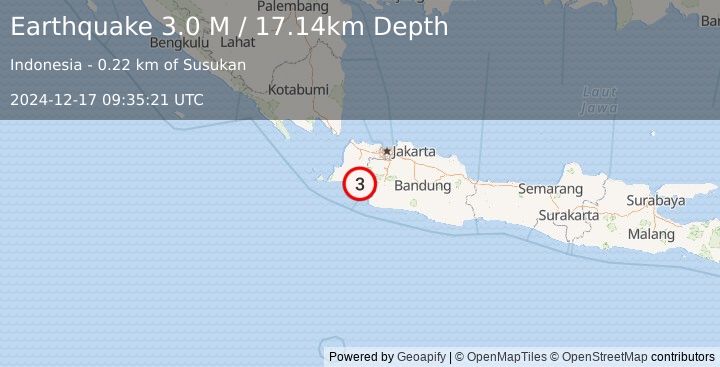 Earthquake Java, Indonesia (3.0 M) (2024-12-17 09:35:21 UTC)