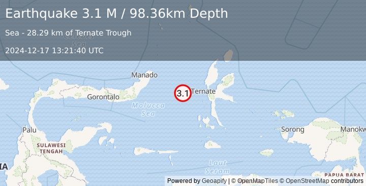 Earthquake Northern Molucca Sea (3.3 M) (2024-12-17 13:21:41 UTC)