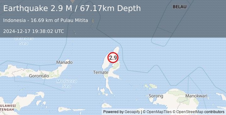 Earthquake Halmahera, Indonesia (2.9 M) (2024-12-17 19:38:02 UTC)