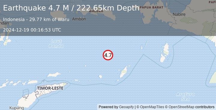 Earthquake Banda Sea (4.7 M) (2024-12-19 00:16:53 UTC)