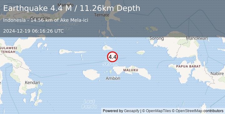 Earthquake Ceram Sea (4.4 M) (2024-12-19 06:16:26 UTC)