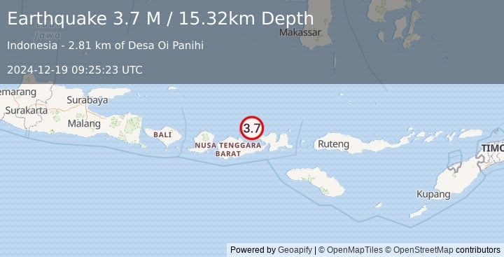 Earthquake Sumbawa Region, Indonesia (3.7 M) (2024-12-19 09:25:23 UTC)