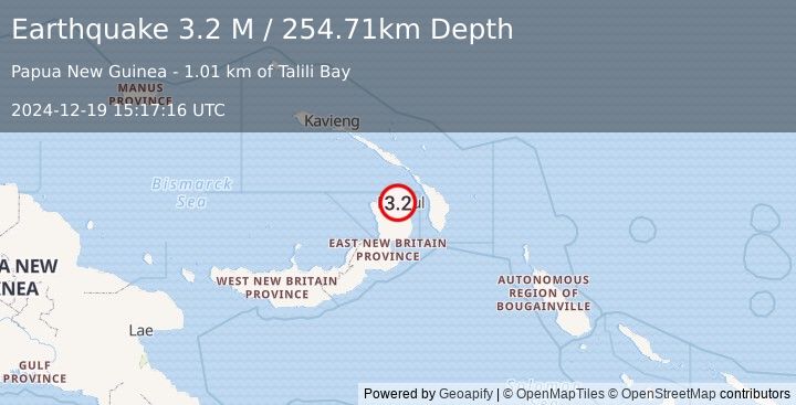 Earthquake New Britain Region, Papua New Guinea (3.2 M) (2024-12-19 15:17:16 UTC)