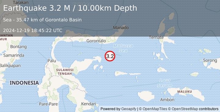 Earthquake Southern Molucca Sea (3.2 M) (2024-12-19 18:45:22 UTC)