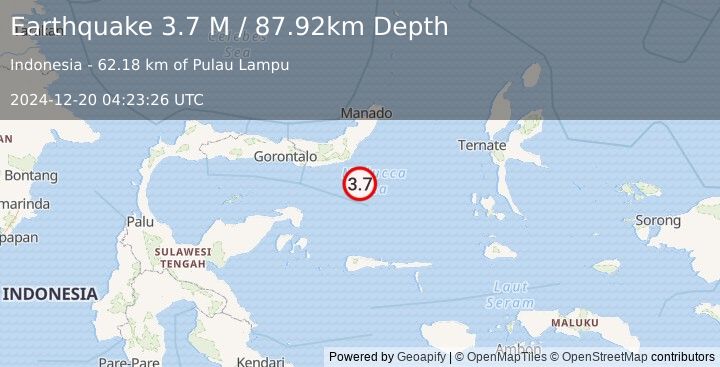 Earthquake Southern Molucca Sea (3.7 M) (2024-12-20 04:23:26 UTC)