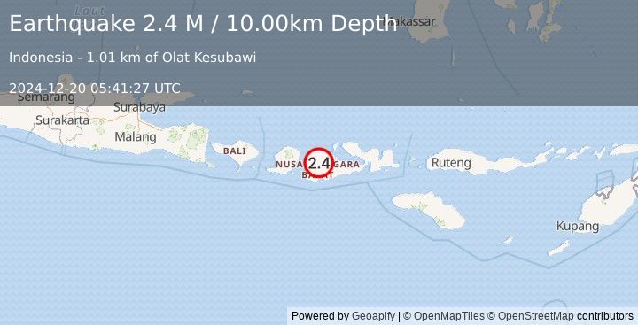 Earthquake Sumbawa Region, Indonesia (2.8 M) (2024-12-20 05:41:20 UTC)