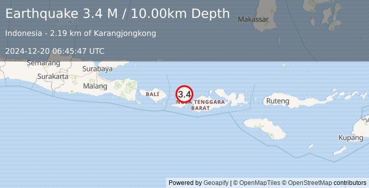 Earthquake Sumbawa Region, Indonesia (3.4 M) (2024-12-20 06:45:47 UTC)