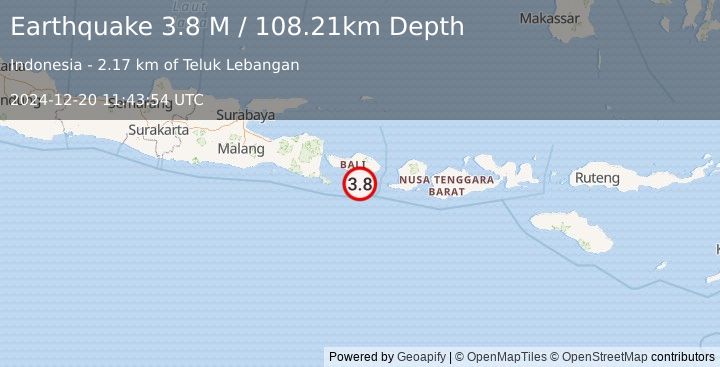 Earthquake Bali Region, Indonesia (3.8 M) (2024-12-20 11:43:54 UTC)