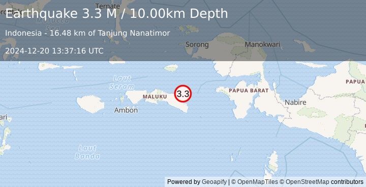 Earthquake Seram, Indonesia (3.3 M) (2024-12-20 13:37:16 UTC)