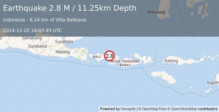 Earthquake Sumbawa Region, Indonesia (2.8 M) (2024-12-20 18:03:49 UTC)