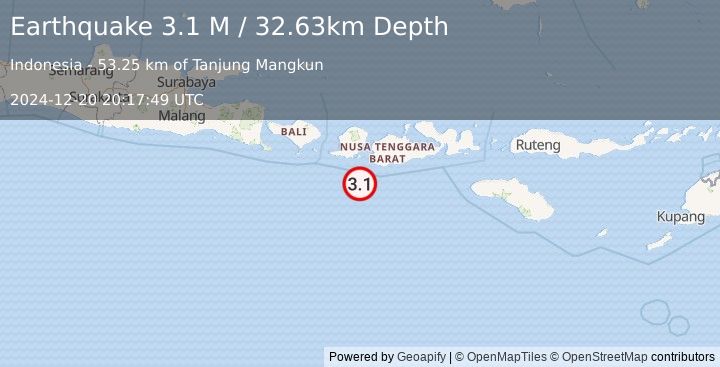 Earthquake Sumbawa Region, Indonesia (3.1 M) (2024-12-20 20:17:49 UTC)