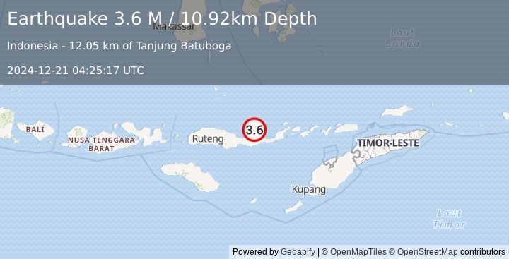 Earthquake Flores Region, Indonesia (3.6 M) (2024-12-21 04:25:17 UTC)