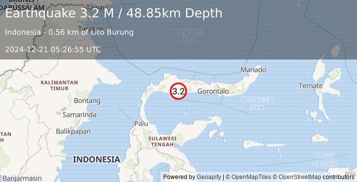 Earthquake Minahassa Peninsula, Sulawesi (3.2 M) (2024-12-21 05:26:55 UTC)