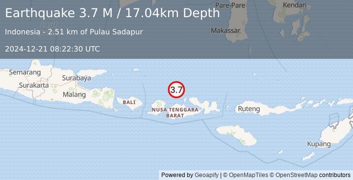 Earthquake Bali Sea (3.7 M) (2024-12-21 08:22:30 UTC)