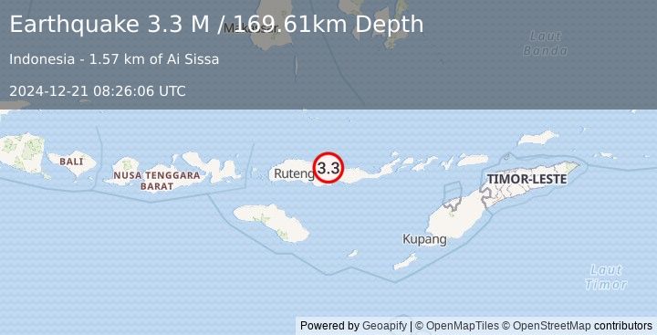 Earthquake Flores Region, Indonesia (3.3 M) (2024-12-21 08:26:06 UTC)