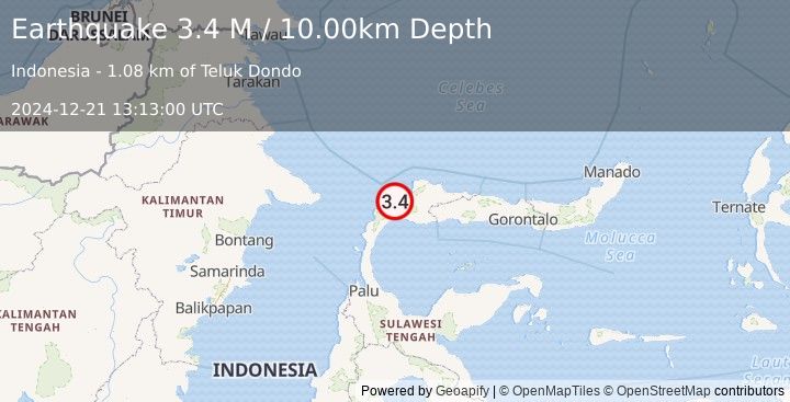 Earthquake Minahassa Peninsula, Sulawesi (3.4 M) (2024-12-21 13:13:00 UTC)