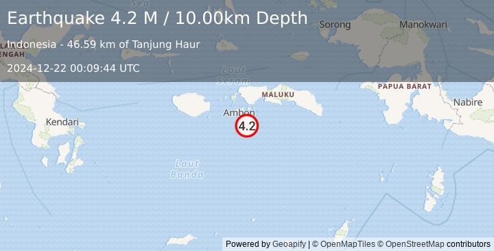 Earthquake Banda Sea (4.2 M) (2024-12-22 00:09:44 UTC)