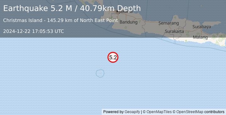 Earthquake South of Java, Indonesia (4.8 M) (2024-12-22 17:05:54 UTC)