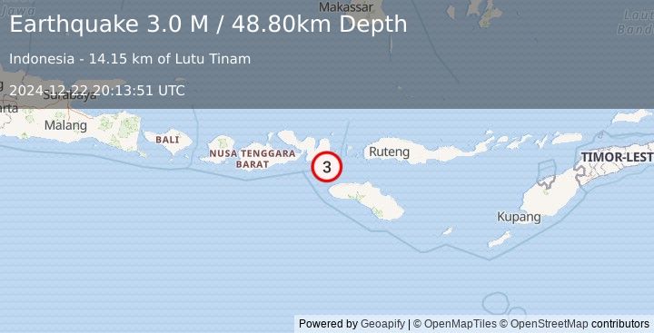 Earthquake Sumbawa Region, Indonesia (3.0 M) (2024-12-22 20:13:51 UTC)