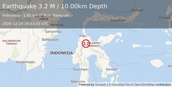 Earthquake Sulawesi, Indonesia (3.2 M) (2024-12-23 19:53:03 UTC)