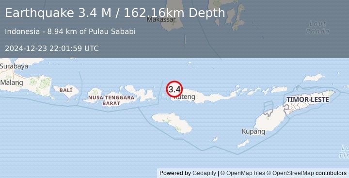 Earthquake Flores Region, Indonesia (3.4 M) (2024-12-23 22:01:59 UTC)