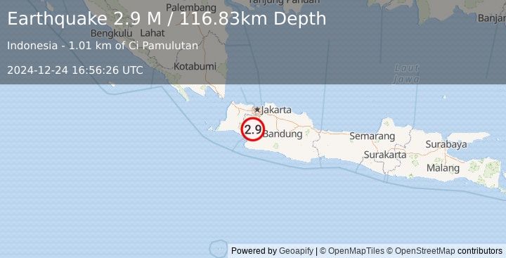 Earthquake Java, Indonesia (3.0 M) (2024-12-24 16:56:25 UTC)