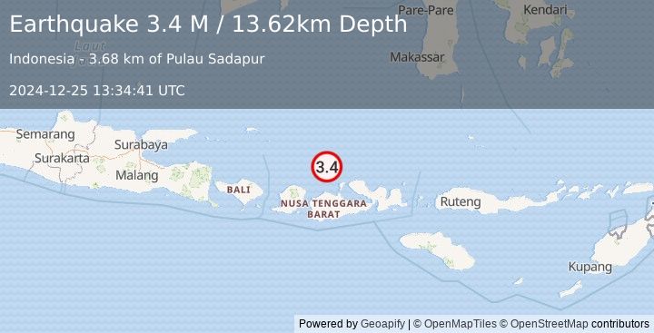 Earthquake Bali Sea (3.4 M) (2024-12-25 13:34:41 UTC)