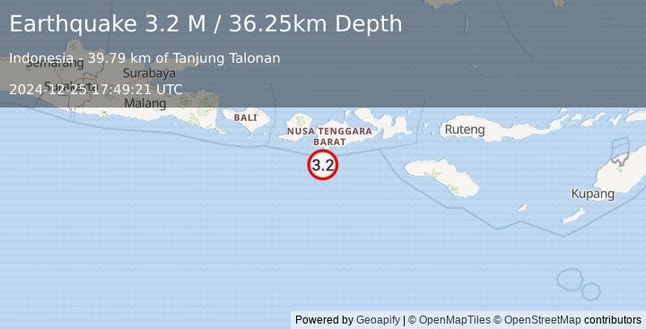 Earthquake Sumbawa Region, Indonesia (3.2 M) (2024-12-25 17:49:21 UTC)