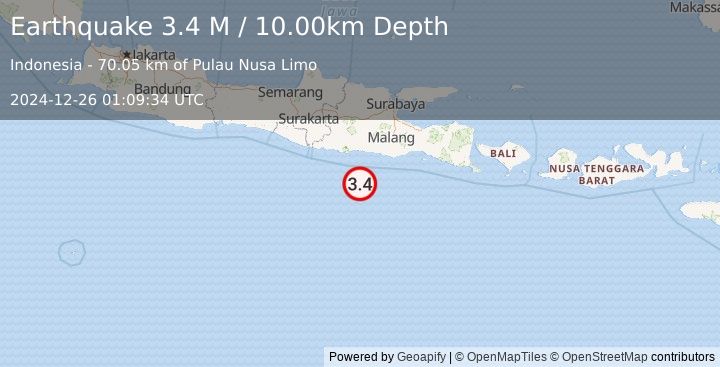 Earthquake Java, Indonesia (3.4 M) (2024-12-26 01:09:34 UTC)