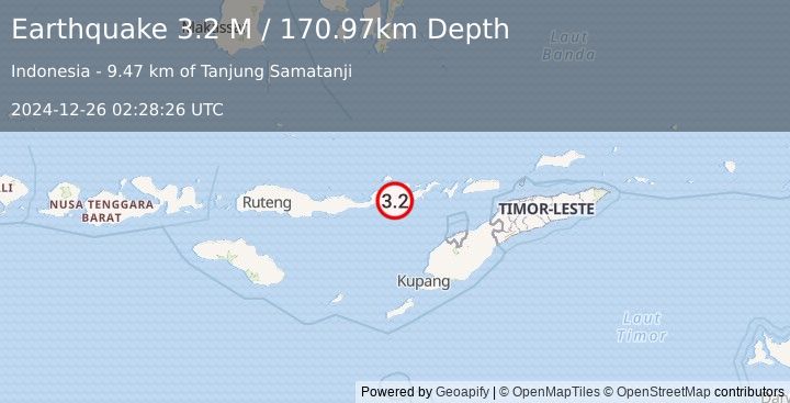 Earthquake Flores Region, Indonesia (3.1 M) (2024-12-26 02:28:28 UTC)